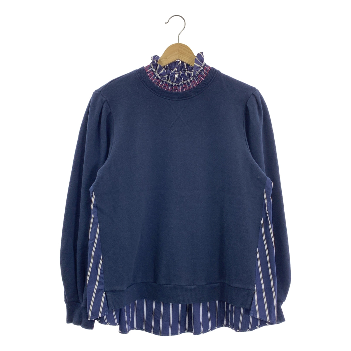 MUVEIL / 뮤베일 | 셔링 스트라이프 도킹 스웨트 | 38 | 여성