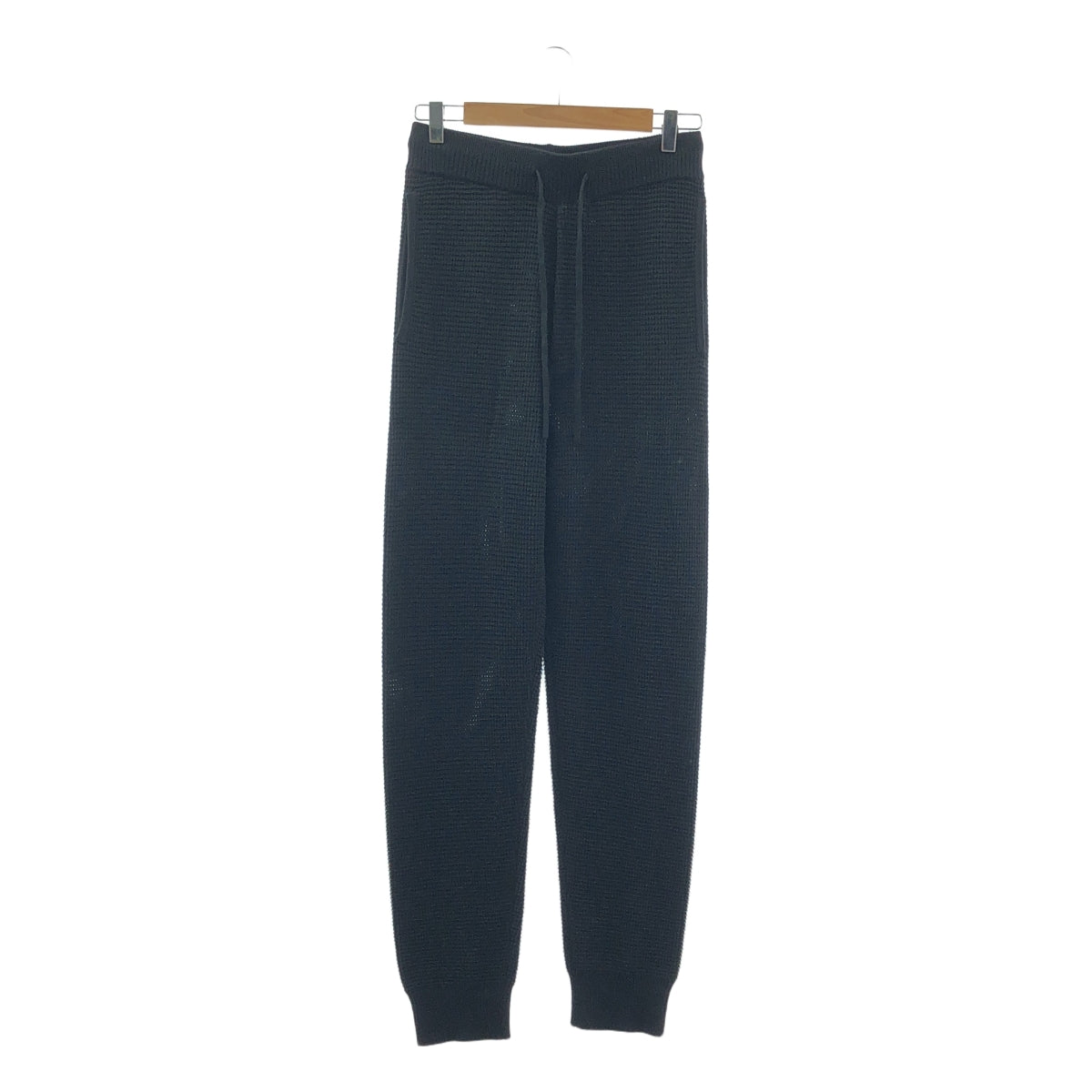 【美品】  EMPORIO ARMANI / エンポリオアルマーニ | ワッフル ドローストリング リブ ニット イージーパンツ | S | ブラック | メンズ