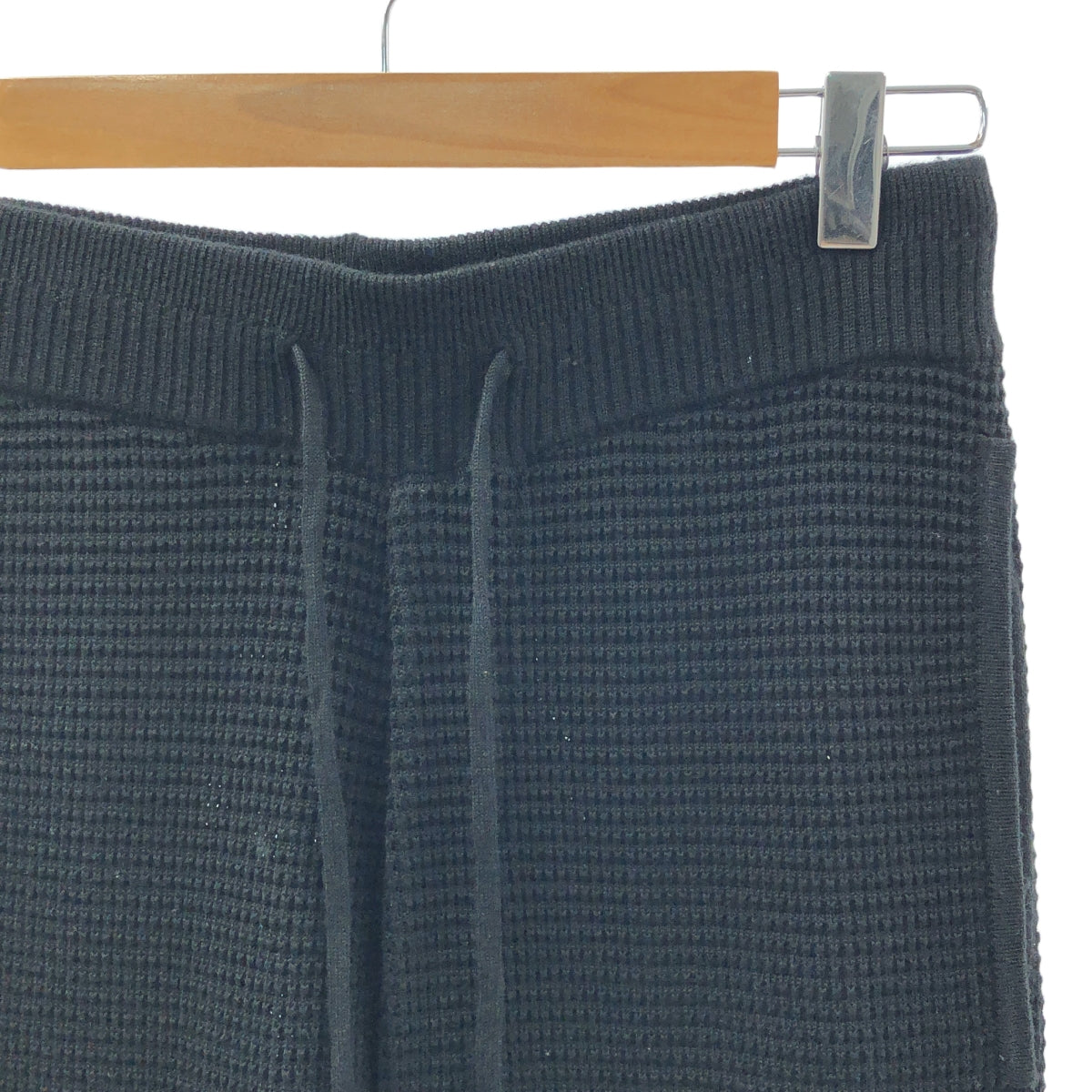 【美品】  EMPORIO ARMANI / エンポリオアルマーニ | ワッフル ドローストリング リブ ニット イージーパンツ | S | ブラック | メンズ