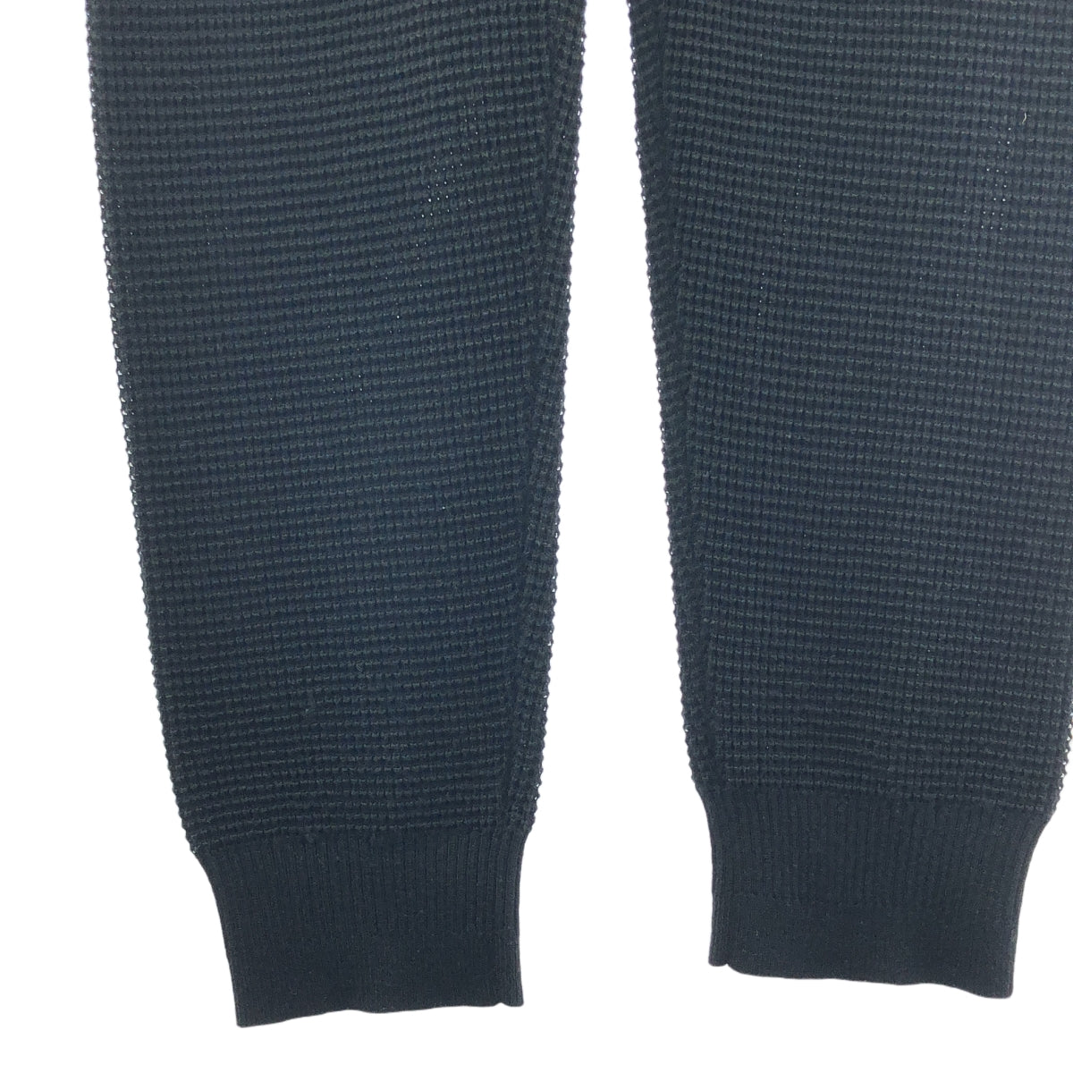 【美品】  EMPORIO ARMANI / エンポリオアルマーニ | ワッフル ドローストリング リブ ニット イージーパンツ | S | ブラック | メンズ