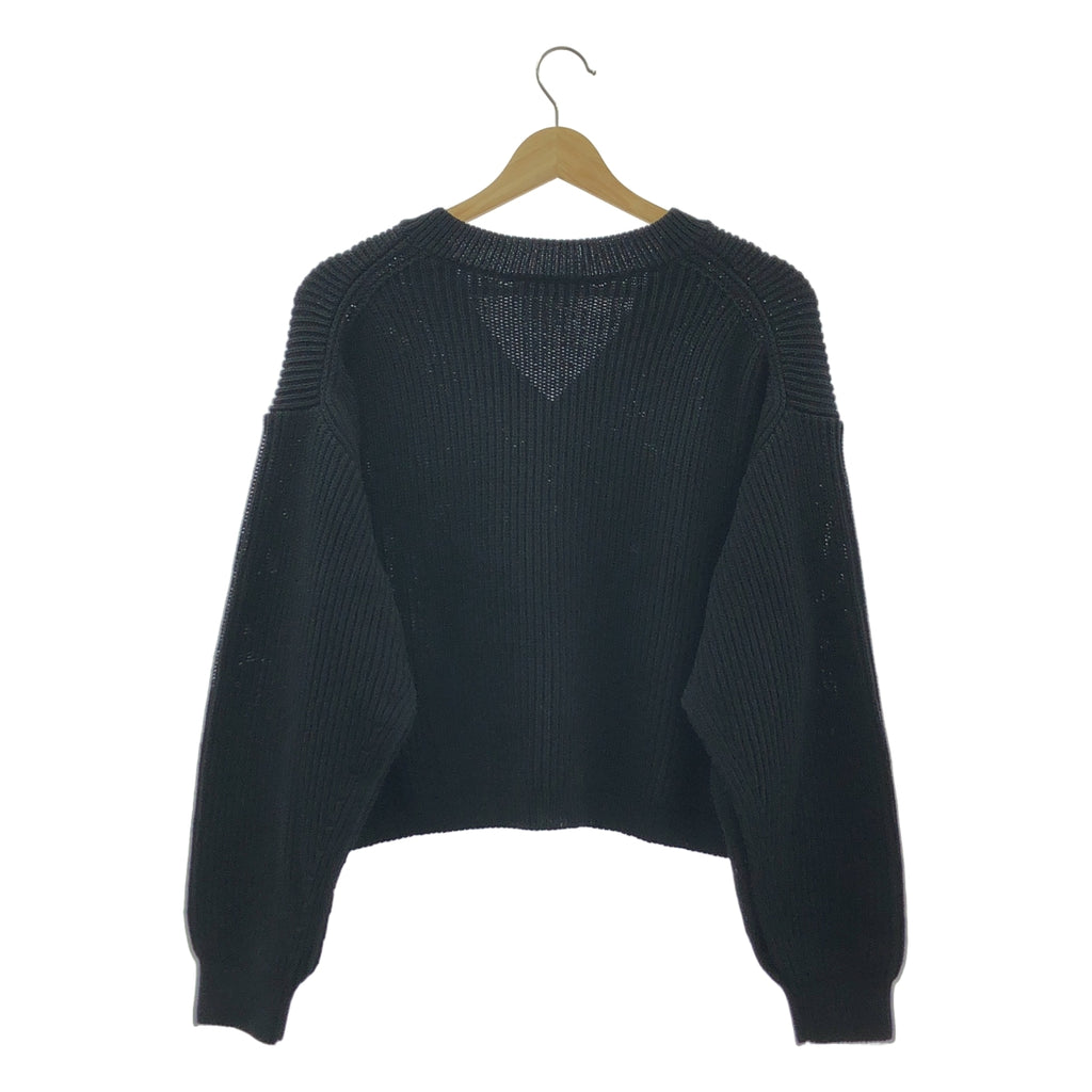 Deuxieme Classe / ドゥーズィエムクラス | Design Sleeve Cropped リブ Vネック プルオーバー | ブラック | レディース