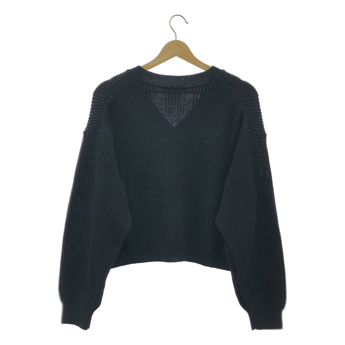 Deuxieme Classe / ドゥーズィエムクラス | Design Sleeve Cropped リブ Vネック プルオーバー | ブラック | レディース