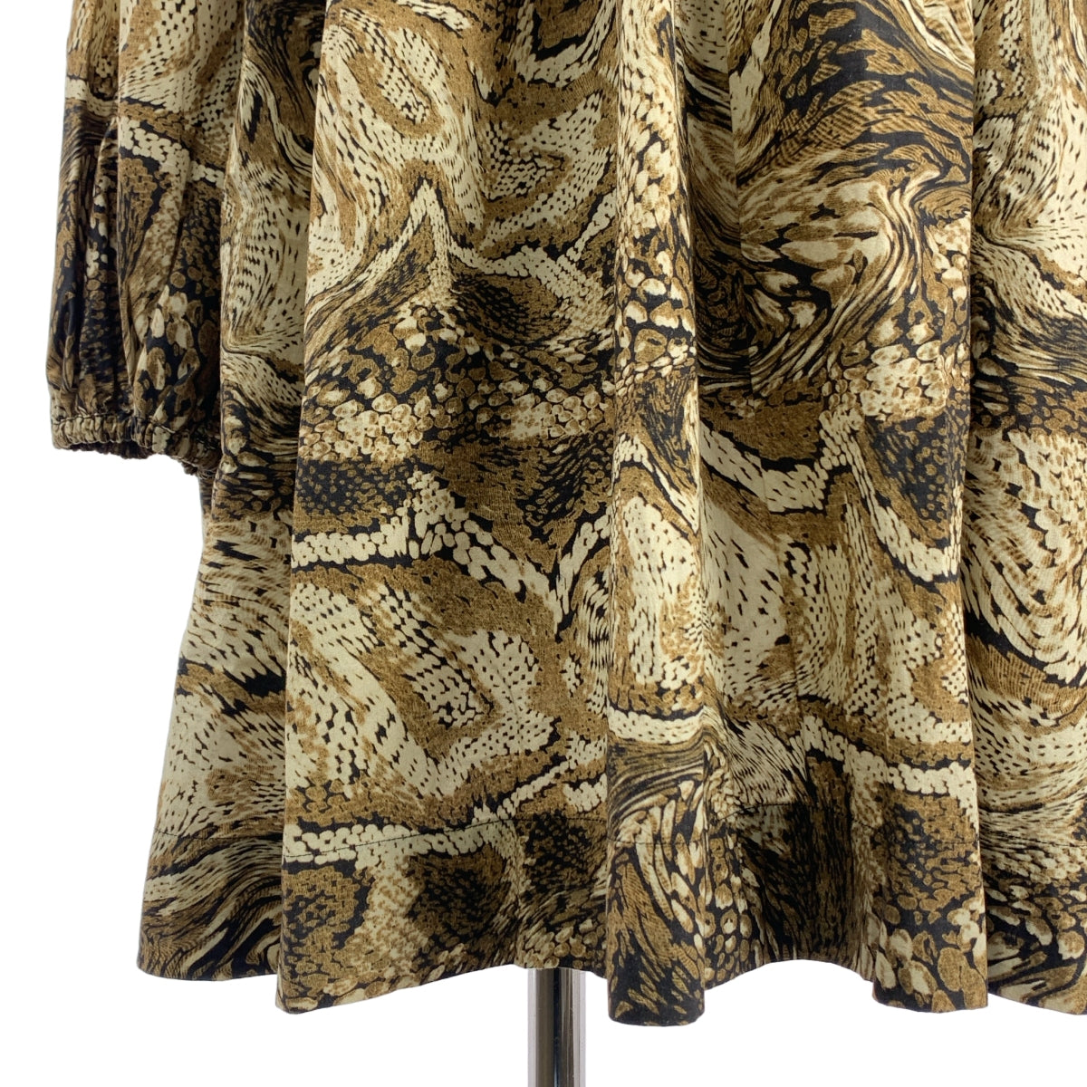 Ganni | 全身印花褶皺洋裝 | 36碼 | 棕色/米色 | 女款