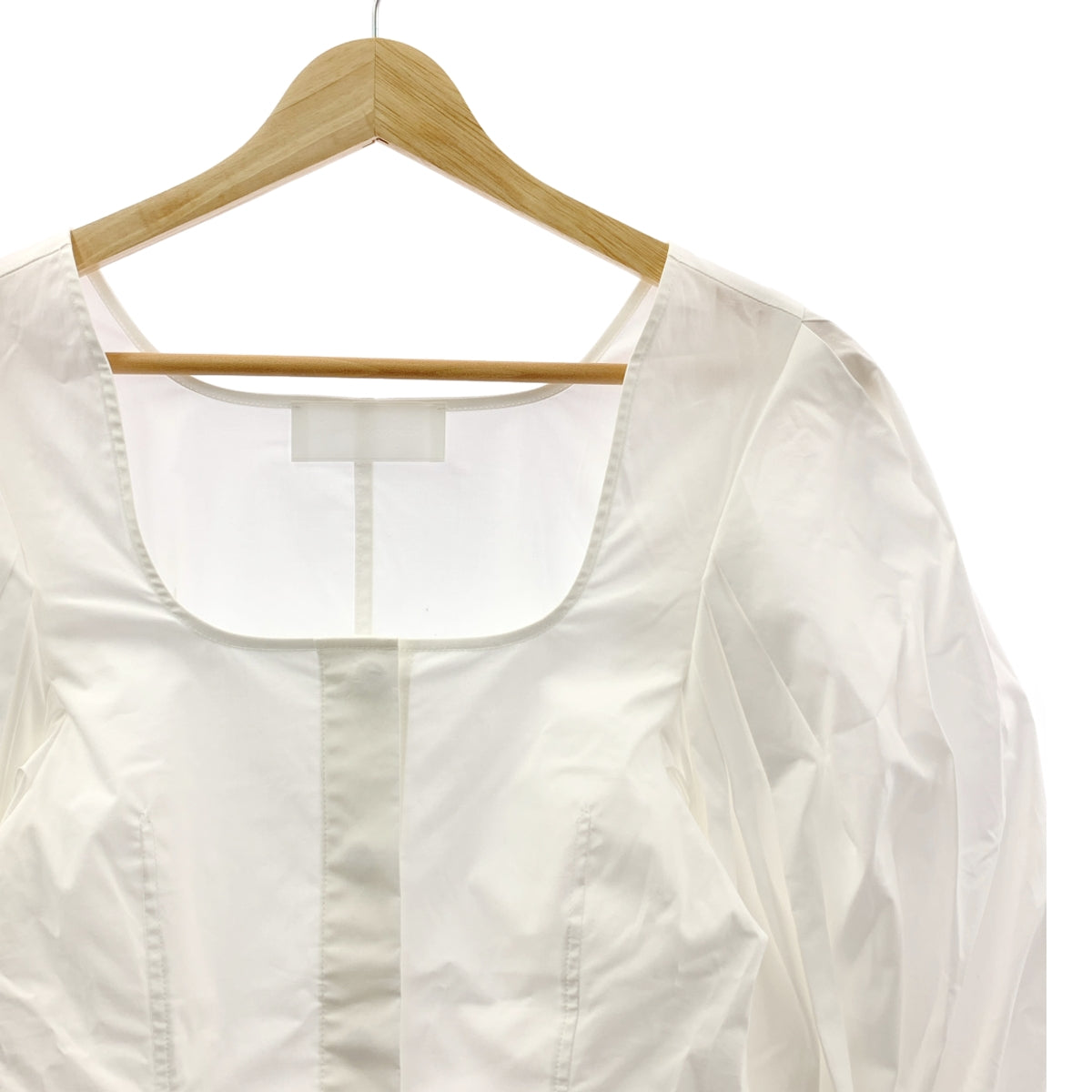 Mame Kurogouchi / マメクロゴウチ | 2022AW | Square Neck Puff Sleeve Shirt スクエアネック パフスリーブ ストレッチコットン シャツ | 1 | ホワイト | レディース