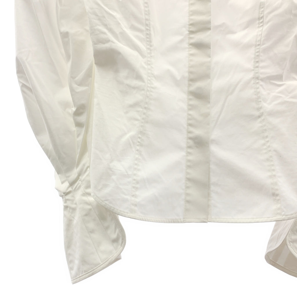 Mame Kurogouchi / 마메쿠로고우치 | 2022AW | Square Neck Puff Sleeve Shirt 스퀘어 넥 퍼프 슬리브 스트레치 코튼 셔츠 | 1 | 화이트 | 여성