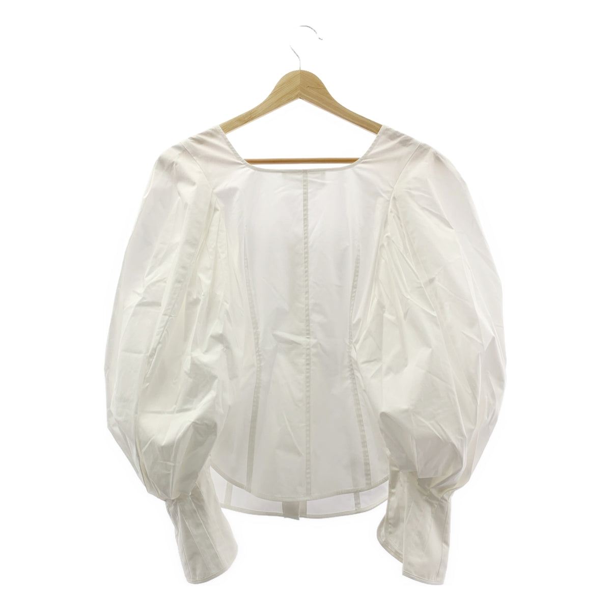 Mame Kurogouchi / マメクロゴウチ | 2022AW | Square Neck Puff Sleeve Shirt スクエアネック パフスリーブ ストレッチコットン シャツ | 1 | ホワイト | レディース