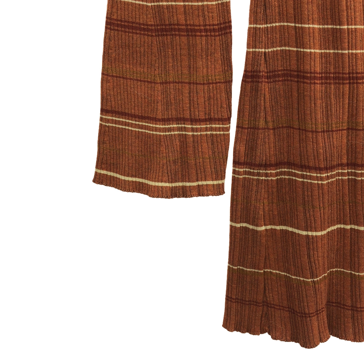 Mame Kurogouchi / マメクロゴウチ | Random Ribbed Plaid Knitted Dress With Choker ニットワンピース | 1 | ブラウン | レディース