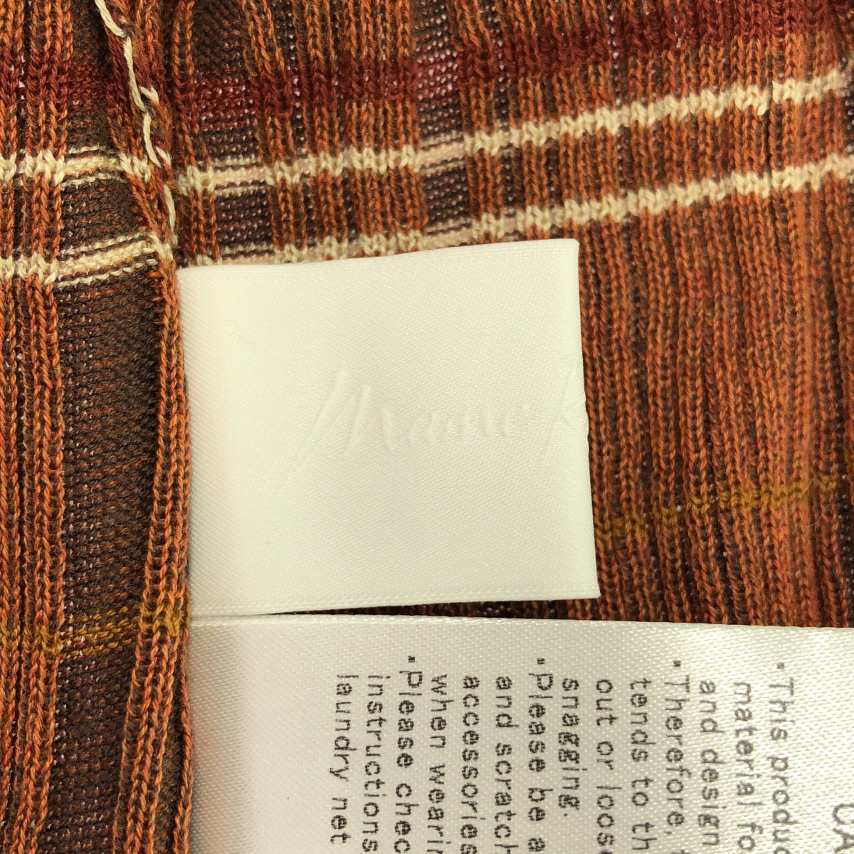 Mame Kurogouchi / 마메쿠로고우치 | Random Ribbed Plaid Knitted Dress With Choker 니트 원피스 | 1 | 브라운 | 여성