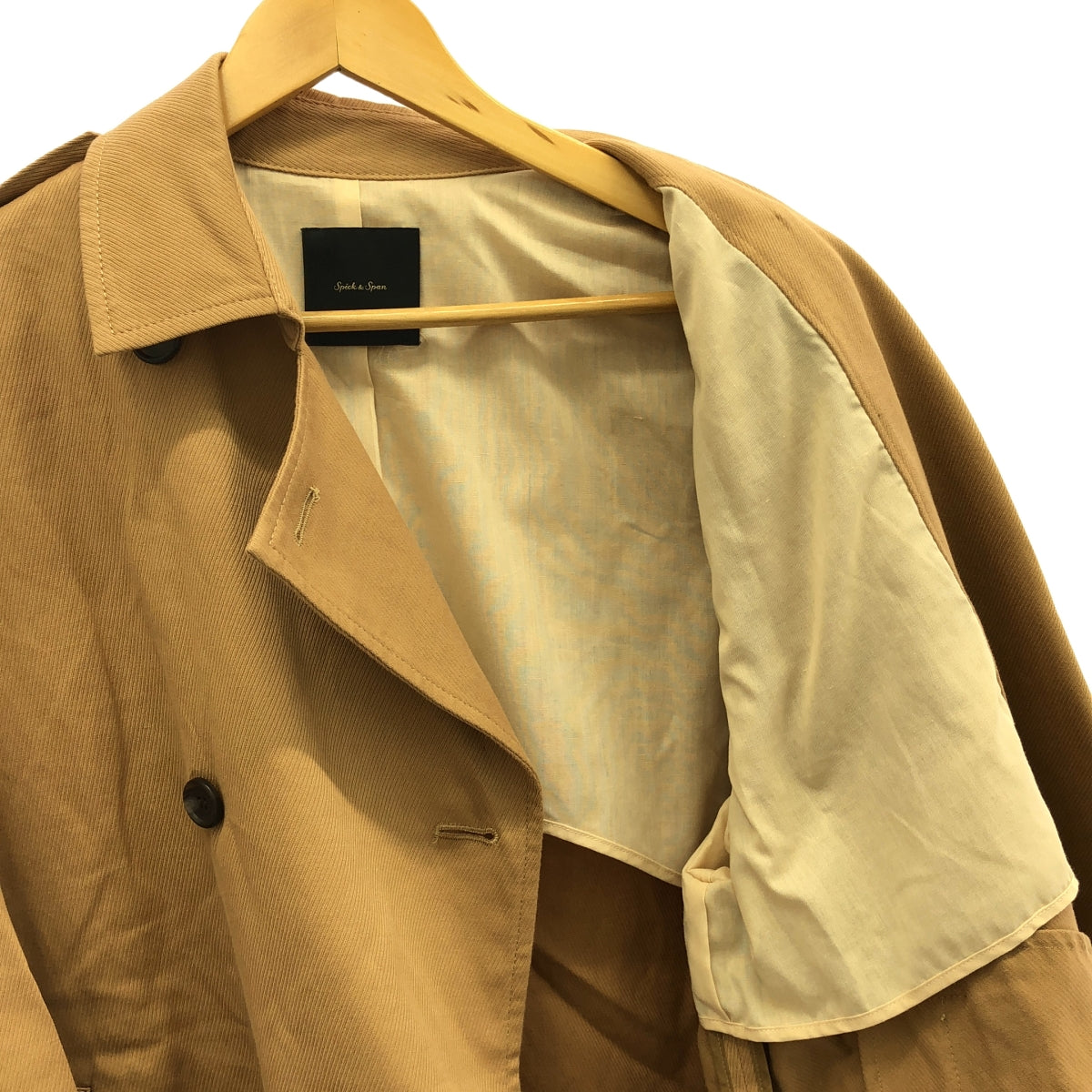 一塵不染 |棉麻斜紋大衣 | 36 |米色 |女性的