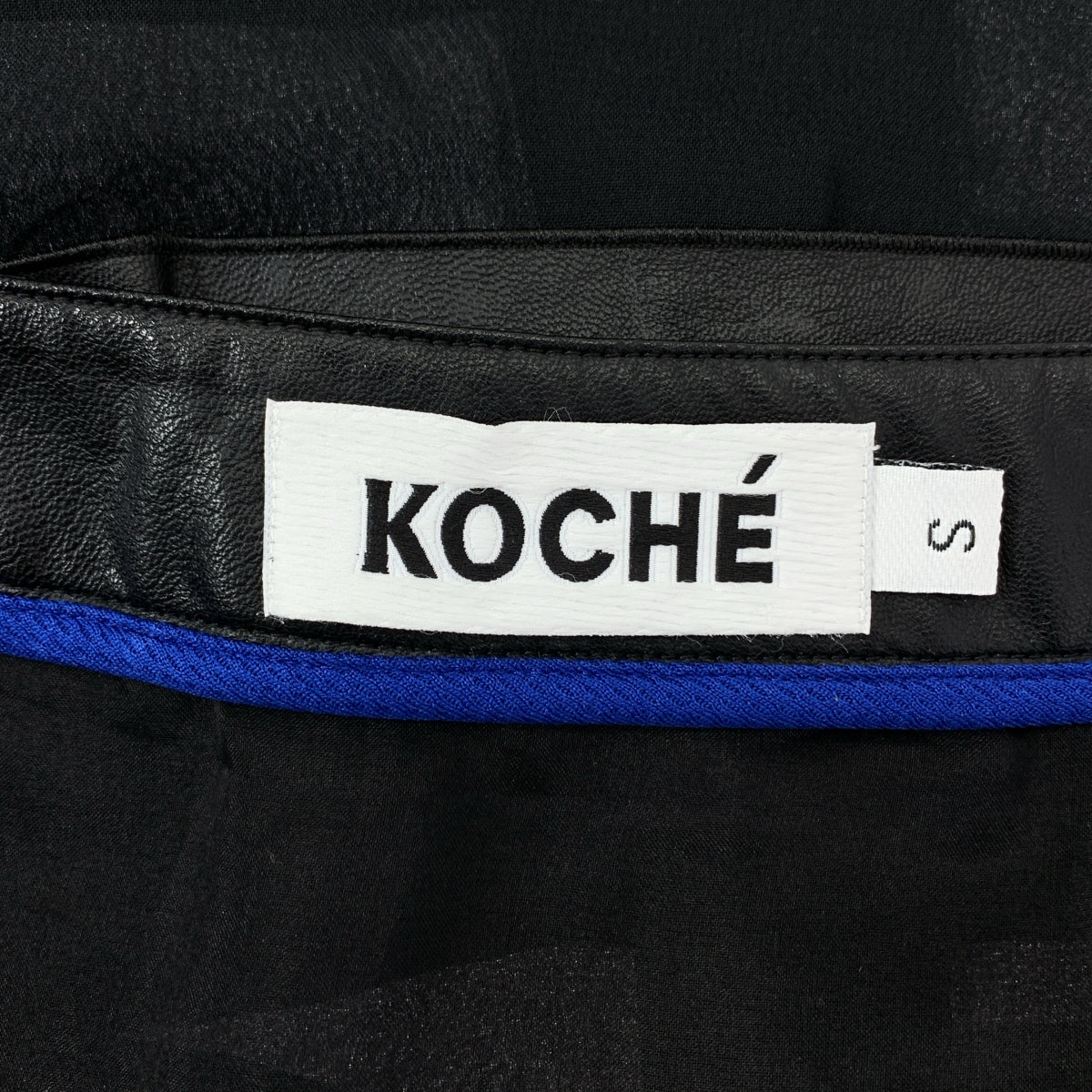 KOCHE | 2022 秋冬 | 雪紡人造皮革層疊長裙 | S 碼 | 黑色 | 女款