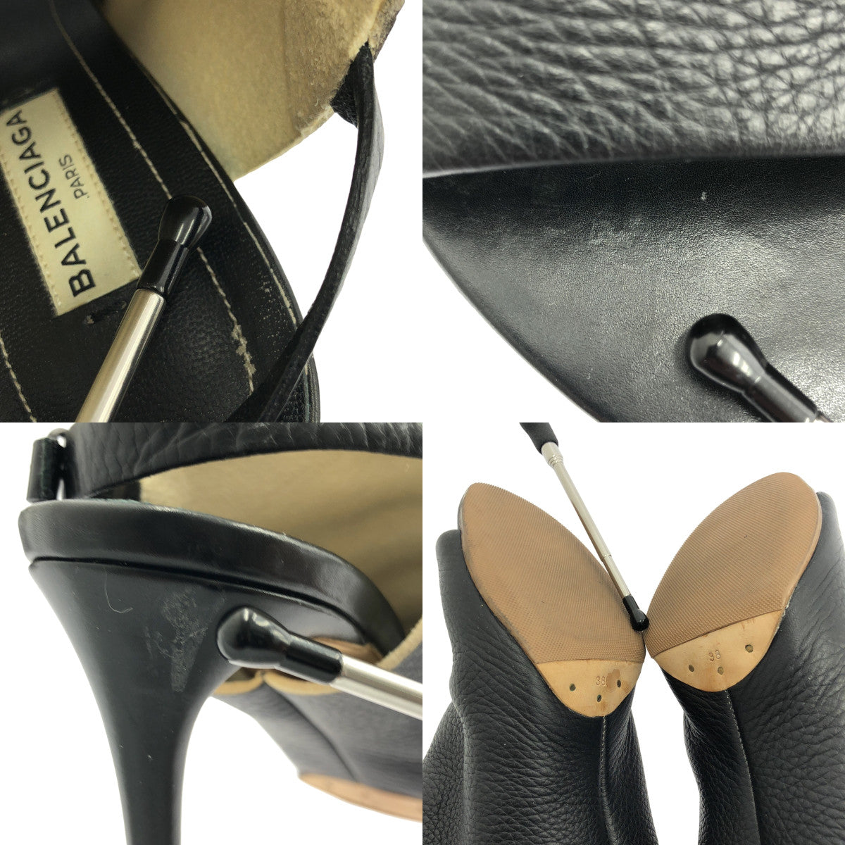 BALENCIAGA | Leather open toe heel sandals | 38 | Women's