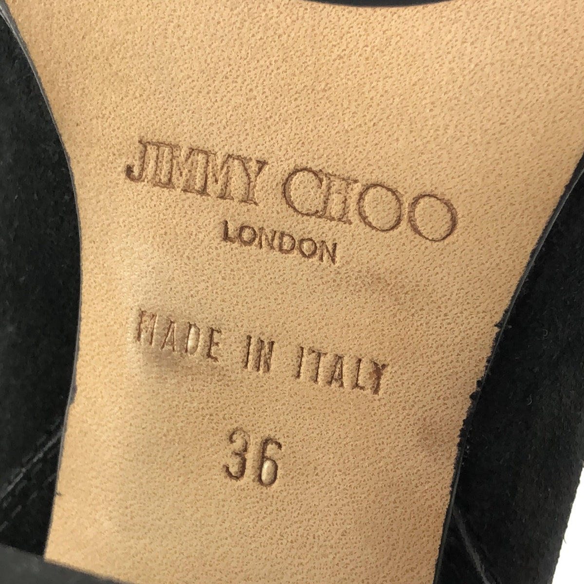 【미품】 JIMMY CHOO / 지미추 | 스웨이드 가죽 힐 짧은 부츠 | 36 | 블랙 | 여성