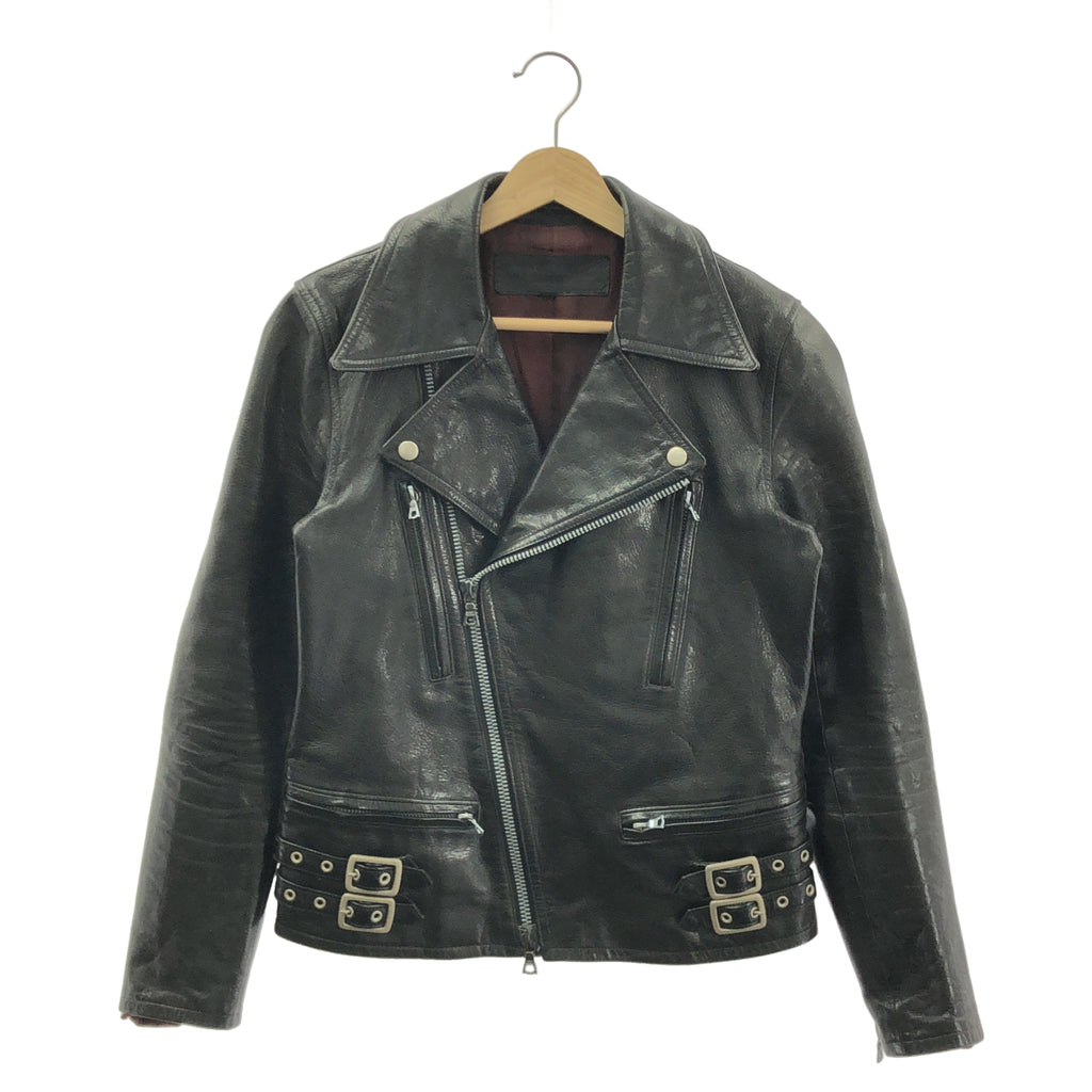 【成色極佳】片山伊修 BACKLASH | x ROLL / 捲邊羊皮羊羔皮後背刺繡騎行夾克 / 全襯裡 | 1碼 | 黑色 | 男款