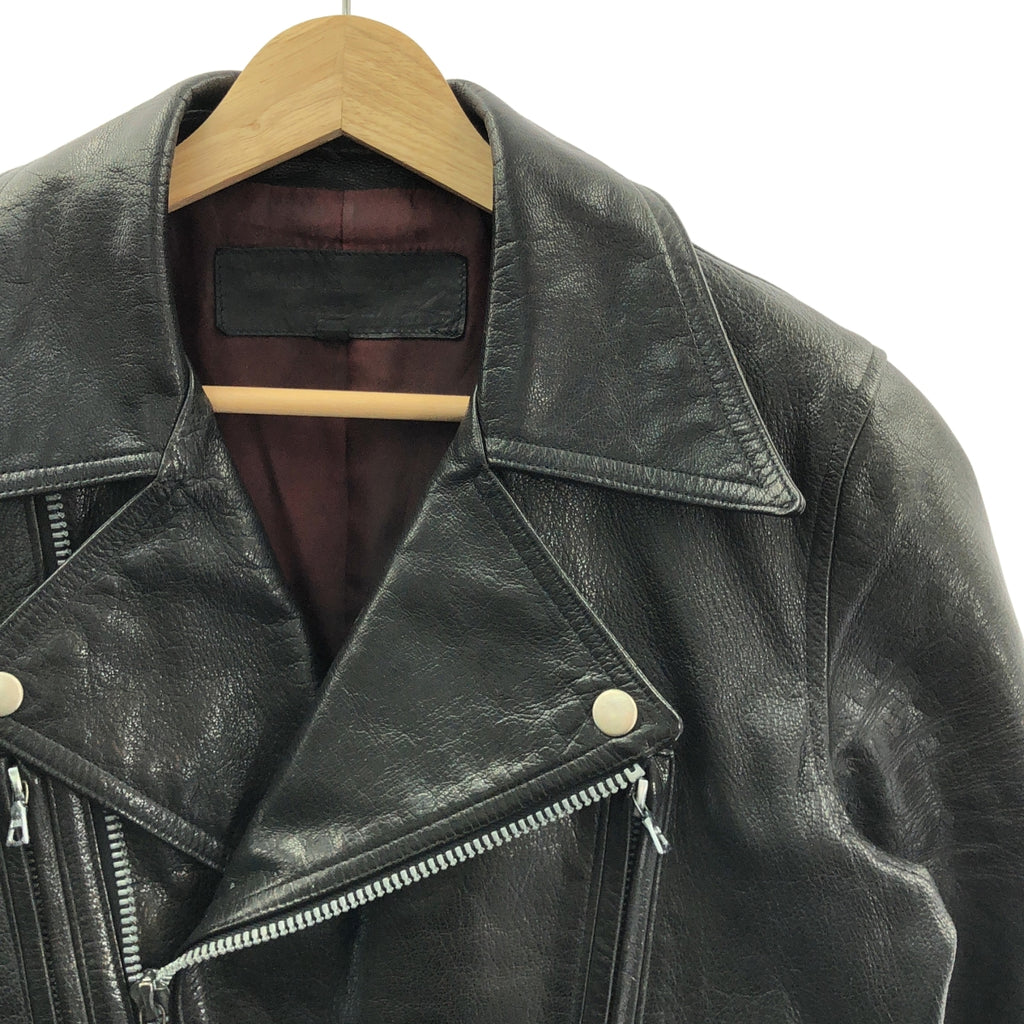 【成色極佳】片山伊修 BACKLASH | x ROLL / 捲邊羊皮羊羔皮後背刺繡騎行夾克 / 全襯裡 | 1碼 | 黑色 | 男款