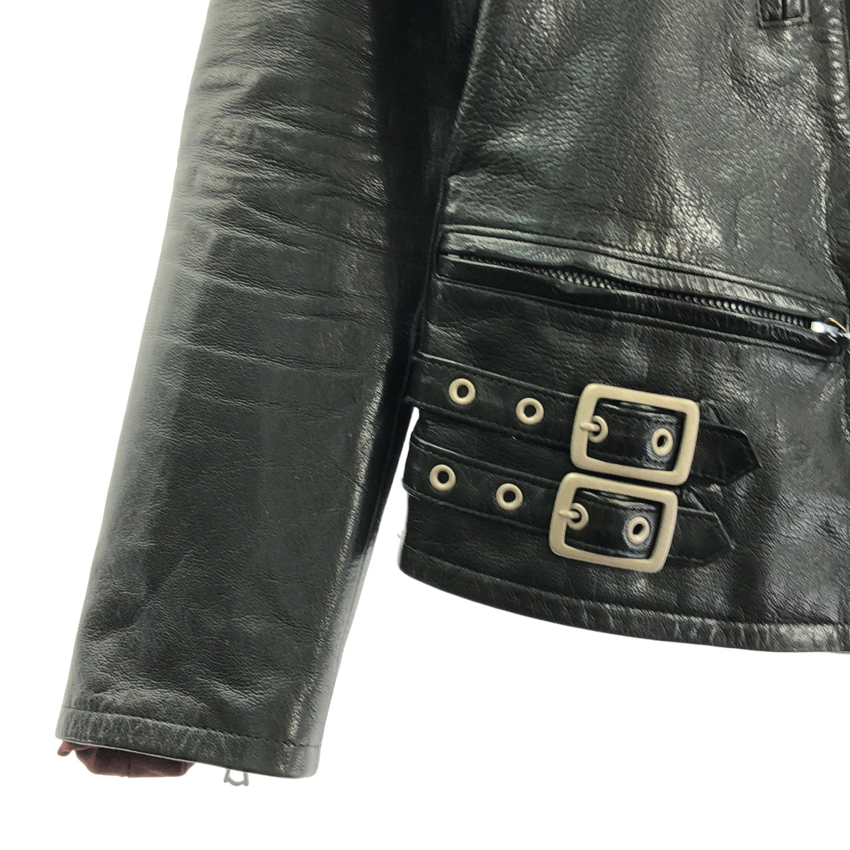 ISAMU KATAYAMA BACKLASH / イサムカタヤマバックラッシュ | × ROLL / ロール 羊革 ラムレザー バックエンブロイダリー ライダース ジャケット / 総裏地 | 1 | メンズ