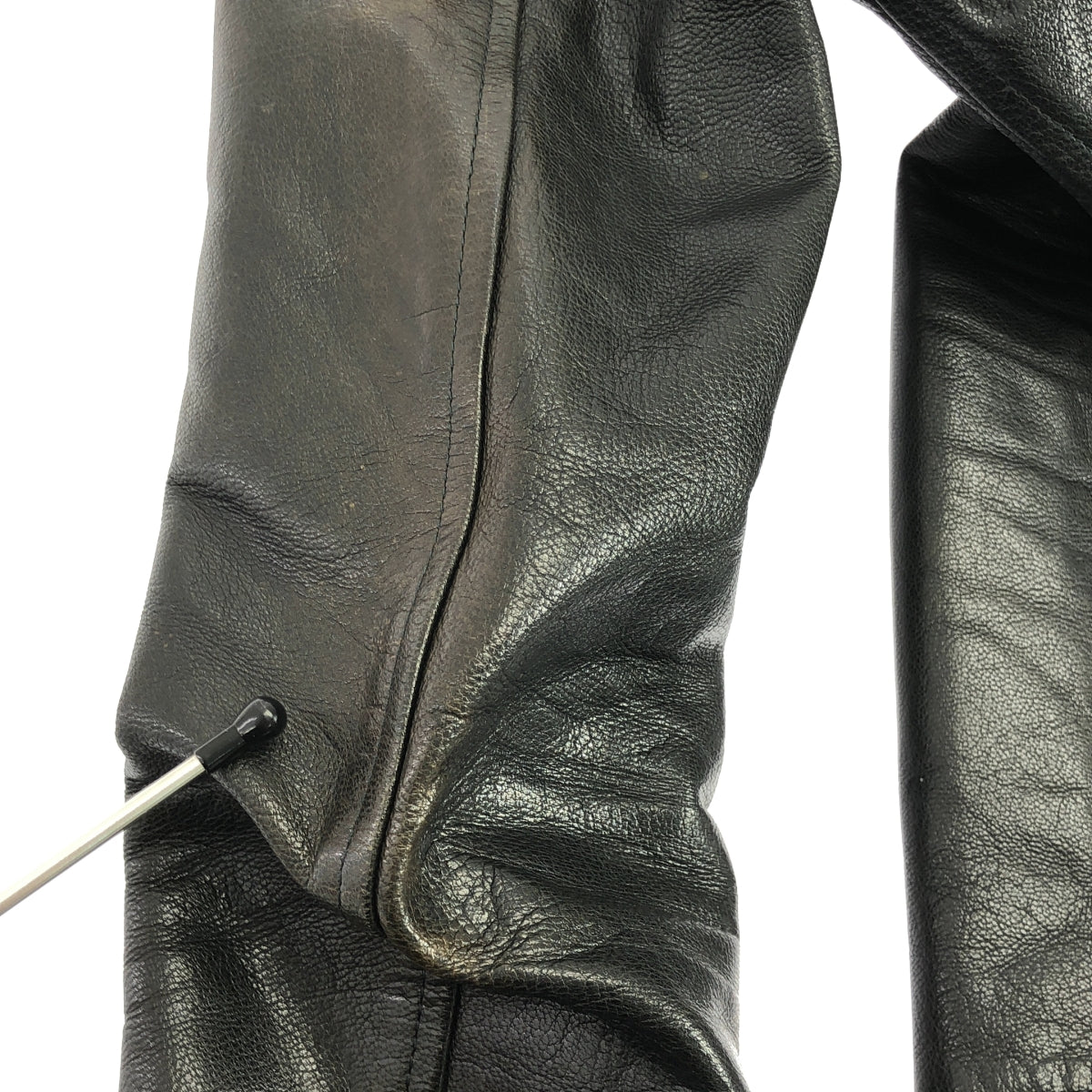 【成色極佳】片山伊修 BACKLASH | x ROLL / 捲邊羊皮羊羔皮後背刺繡騎行夾克 / 全襯裡 | 1碼 | 黑色 | 男款