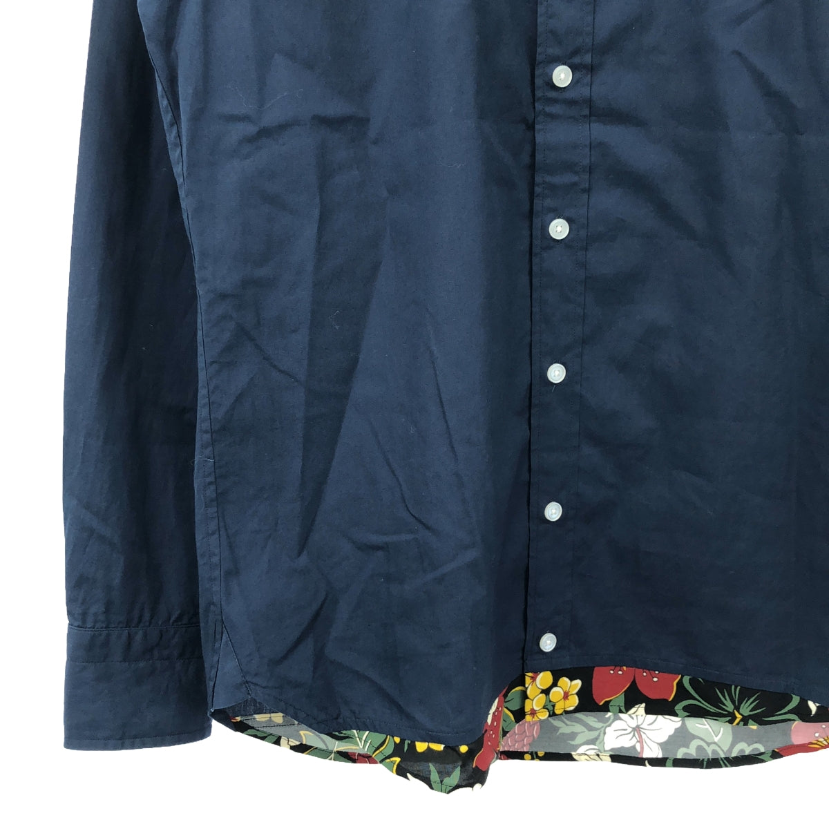 kolor / Color | Regular collar shirt with layered hem pattern | 1 | Navy | Men's