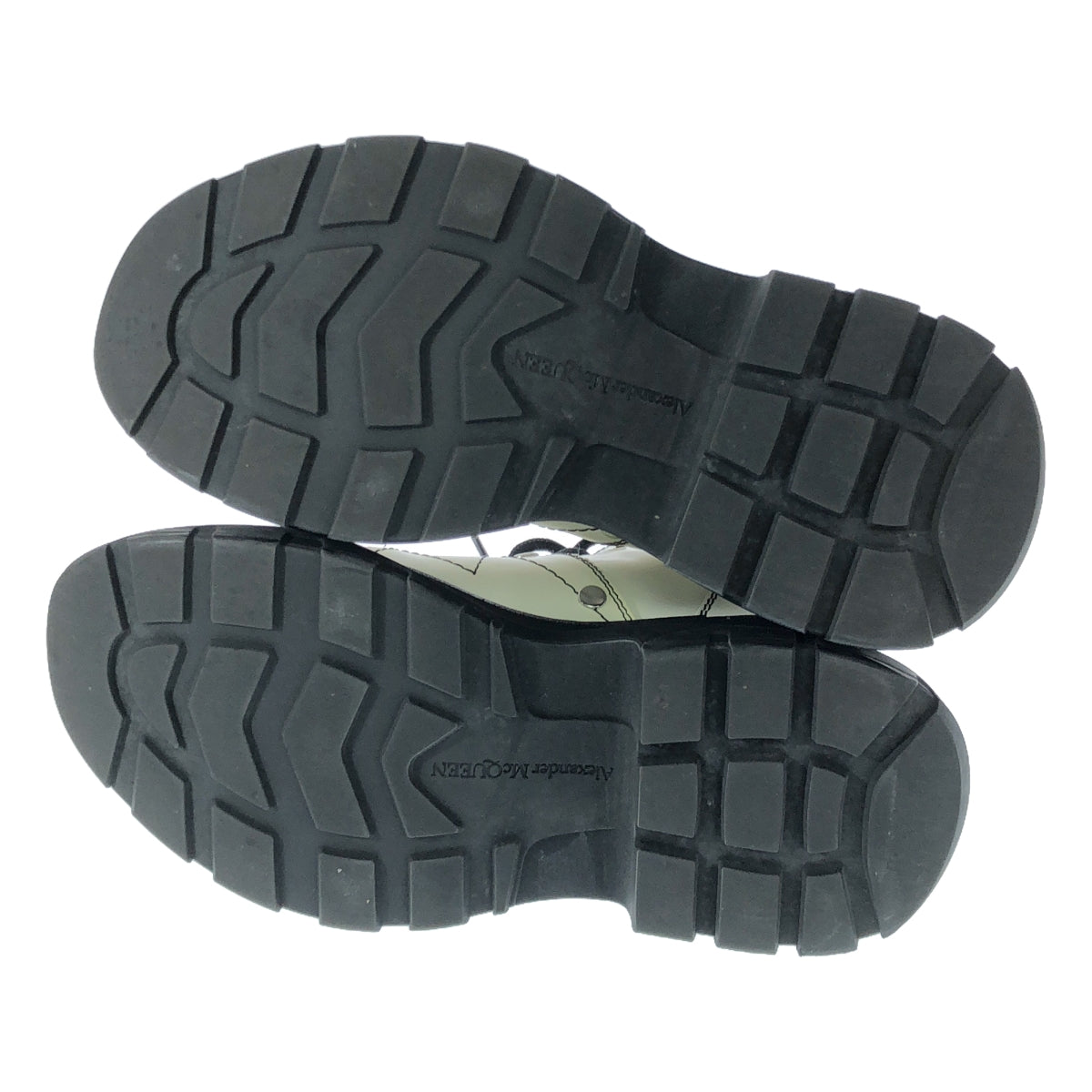 【美品】  ALEXANDER MCQUEEN / アレキサンダーマックイーン | レザー  レースアップ ショートブーツ | 36 | ホワイト/ブラック | レディース
