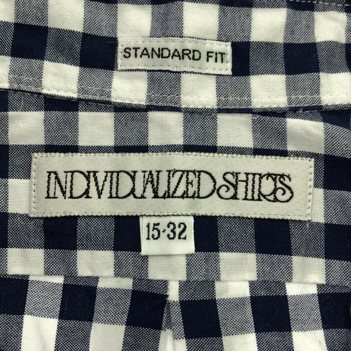 INDIVIDUALIZED SHIRTS | Cotton Gingham Check Shirt | 15-32 | Navy | Men's