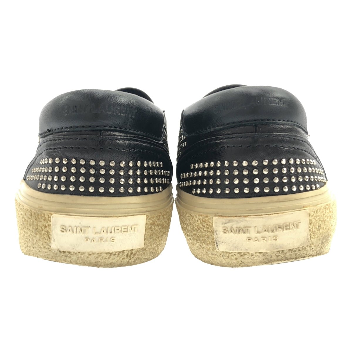 SAINT LAURENT PARIS / サンローランパリ | レザー スタッズ スリッポン | 39 | ブラック | レディース