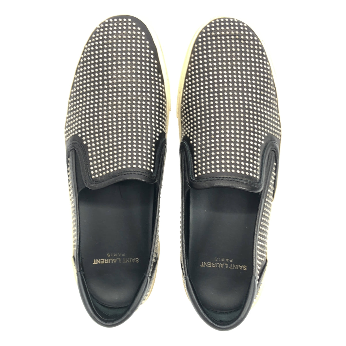 SAINT LAURENT PARIS / サンローランパリ | レザー スタッズ スリッポン | 39 | ブラック | レディース