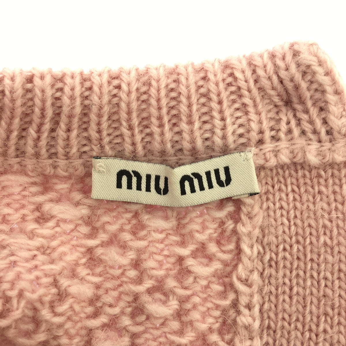 miu miu / 뮤뮤 | 2014 | 케이블 짧은 슬리브 니트 | 38 | 핑크 | 여성