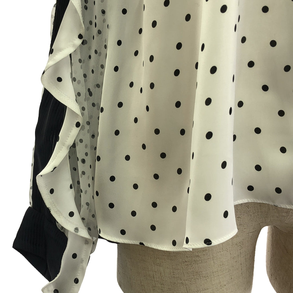 薩卡伊 |波爾卡圓點褶皺蕾絲襯衫 | 1 |白色/黑色/卡其色|女性的