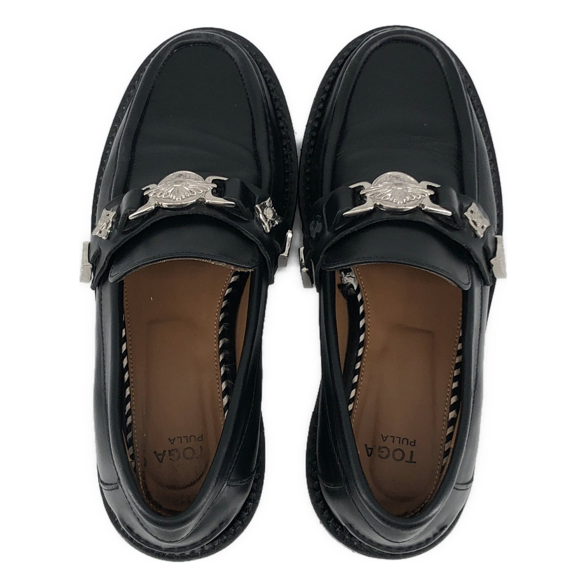 TOGA PULLA / トーガプルラ | メタル レザー ローファ / Vibramソール | 38 | レディース