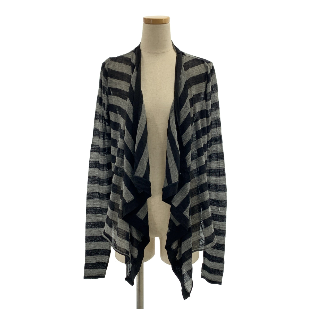 HELMUT LANG / ヘルムートラング | ボーダー 変形 ボタンレス カーディガン |