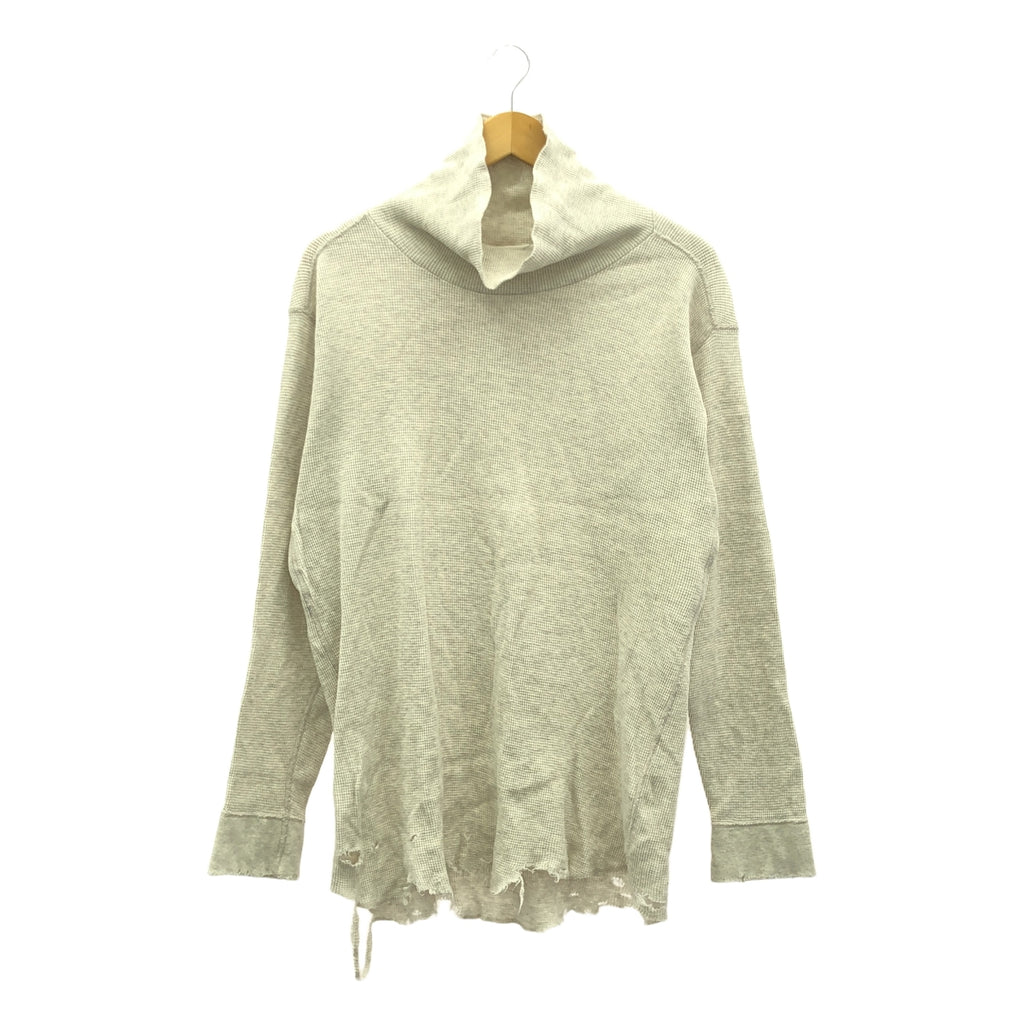 ANCELLM / アンセルム | 2023AW | DAMAGE WAFFLE CREW HI-NECK LS T-SHIRT / ダメージ加工 ワッフル カットソー | 3 | ライトグレー系 | メンズ
