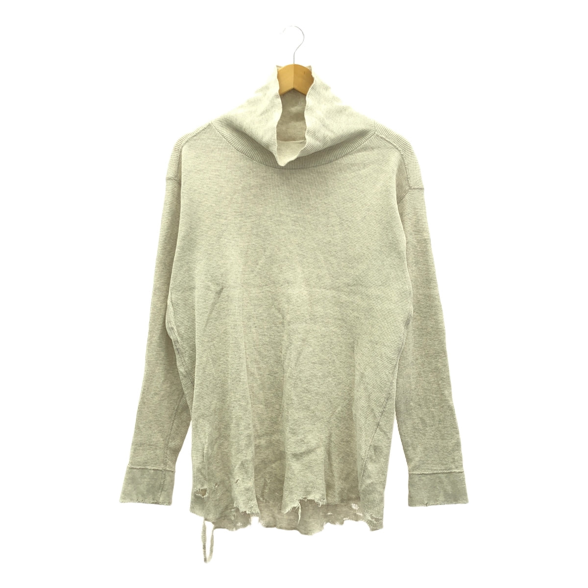 ANCELLM / アンセルム | 2023AW | DAMAGE WAFFLE CREW HI-NECK LS T-SHIRT / ダメージ加工 ワッフル カットソー | 3 | ライトグレー系 | メンズ