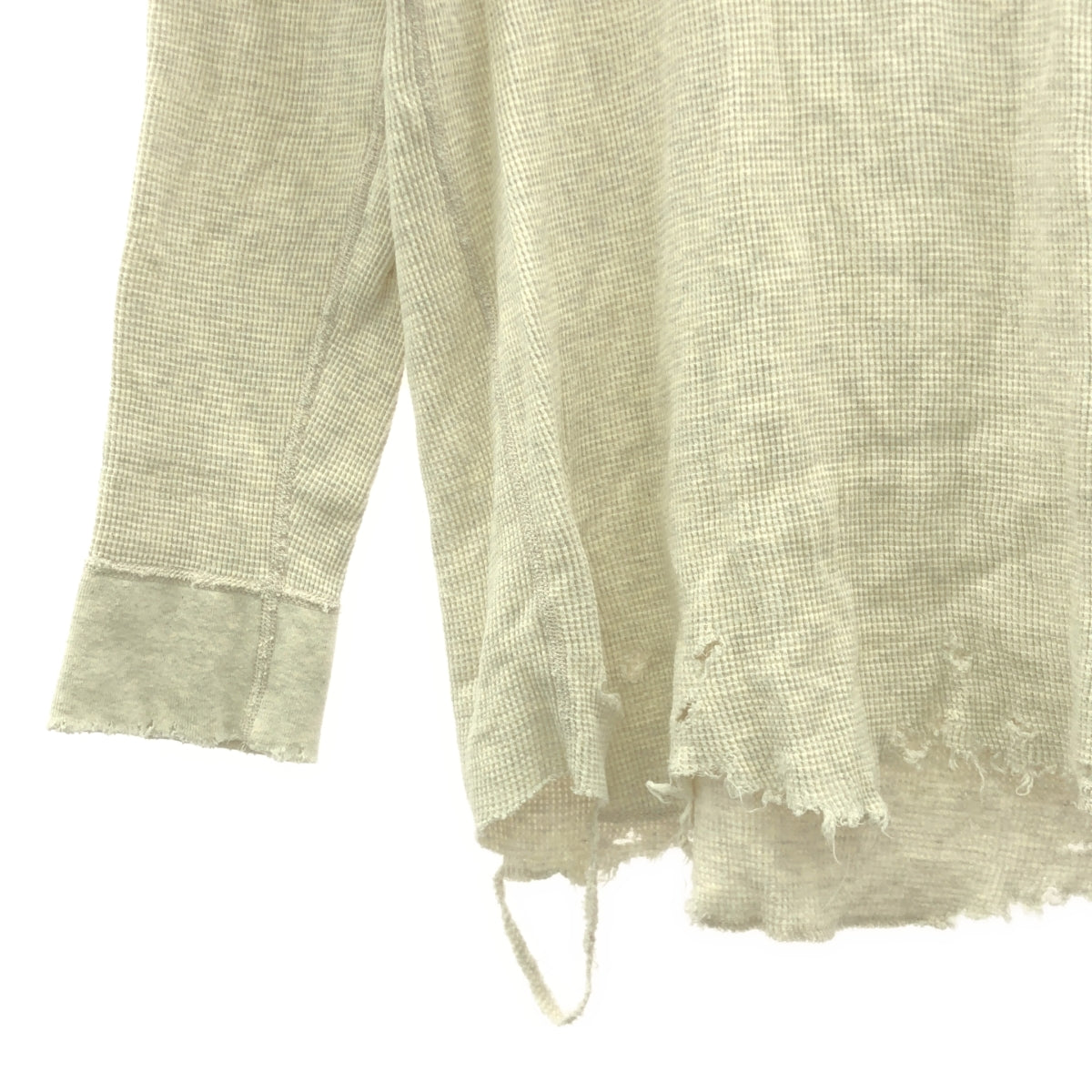 ANCELLM / アンセルム | 2023AW | DAMAGE WAFFLE CREW HI-NECK LS T-SHIRT / ダメージ加工 ワッフル カットソー | 3 | ライトグレー系 | メンズ