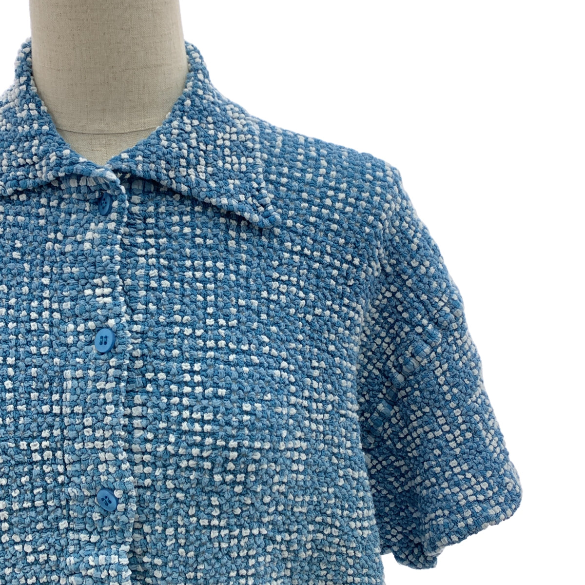 【美品】  me ISSEY MIYAKE / ミーイッセイミヤケ | 2025AW | GRADATION GINGHAM CHECK CAULIFLOWER グラデーション ギンガムチェック カリフラワー シャツ | F | ブルー | レディース
