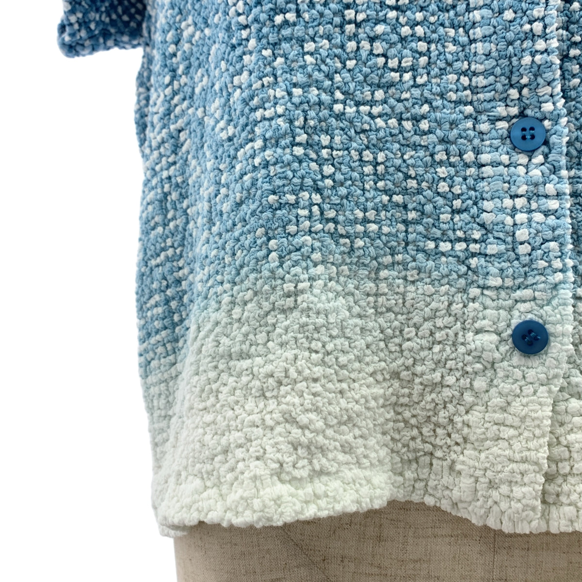 【美品】  me ISSEY MIYAKE / ミーイッセイミヤケ | 2025AW | GRADATION GINGHAM CHECK CAULIFLOWER グラデーション ギンガムチェック カリフラワー シャツ | F | ブルー | レディース