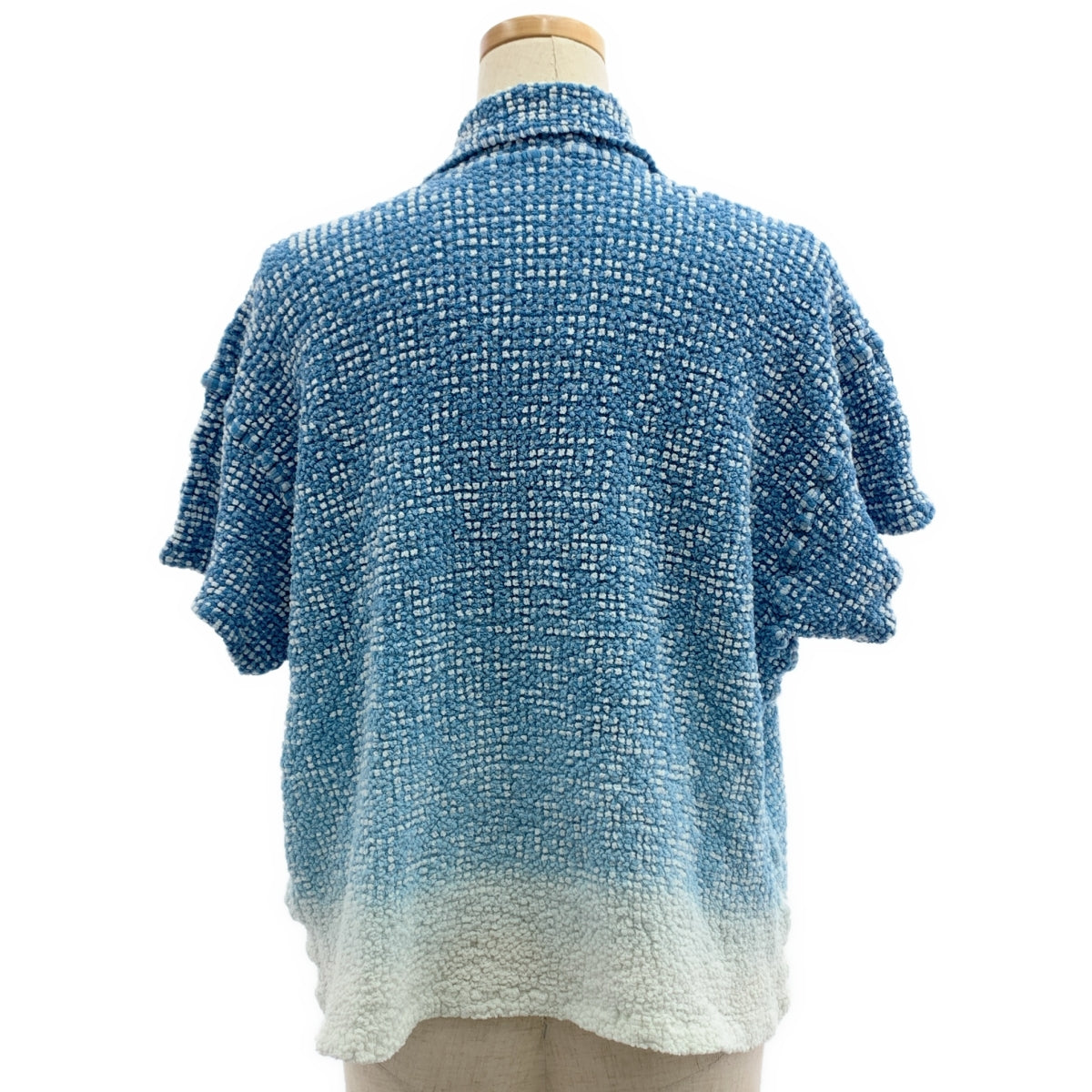 【美品】  me ISSEY MIYAKE / ミーイッセイミヤケ | 2025AW | GRADATION GINGHAM CHECK CAULIFLOWER グラデーション ギンガムチェック カリフラワー シャツ | F | ブルー | レディース