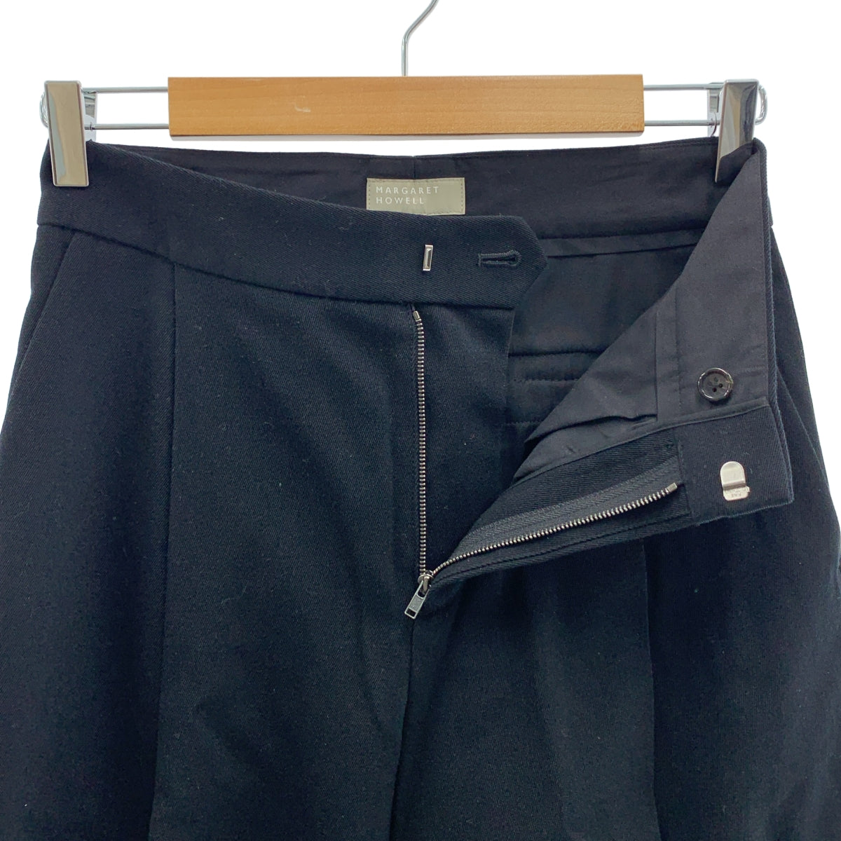 MARGARET HOWELL / マーガレットハウエル | ウール タック ワイド パンツ | 2 | レディース