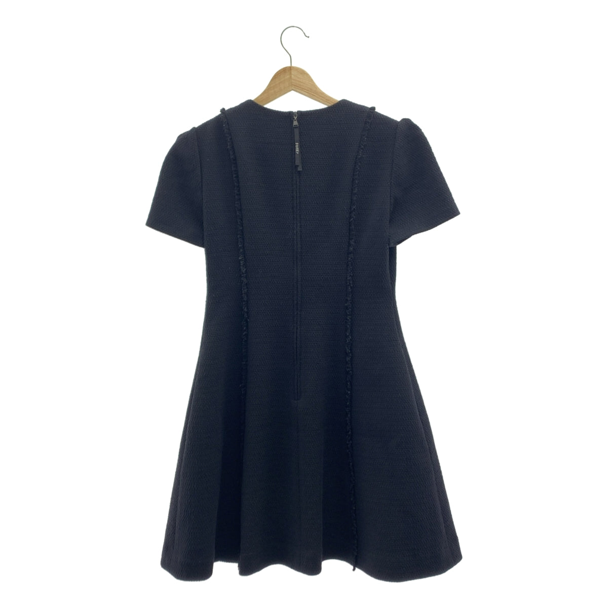 [狀況極佳] FOXEY NEW YORK | Yvette 棉質粗花呢洋裝 | 尺寸 38 | 黑色 | 女款