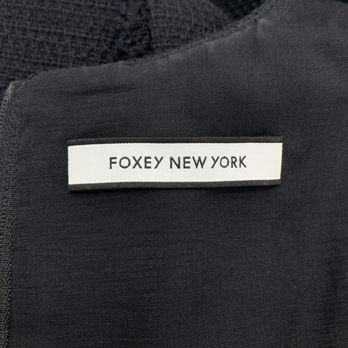 [狀況極佳] FOXEY NEW YORK | Yvette 棉質粗花呢洋裝 | 尺寸 38 | 黑色 | 女款