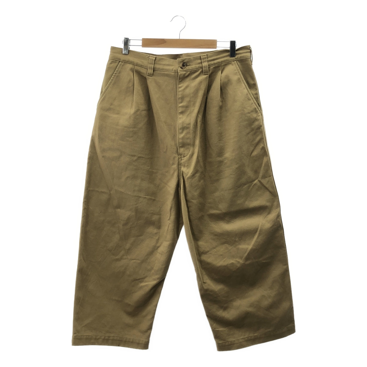 COMME des GARÇONS HOMME | 2022 秋冬 | 抽繩雙褶斜紋棉質闊腿褲 | M碼 | 米色 | 男款