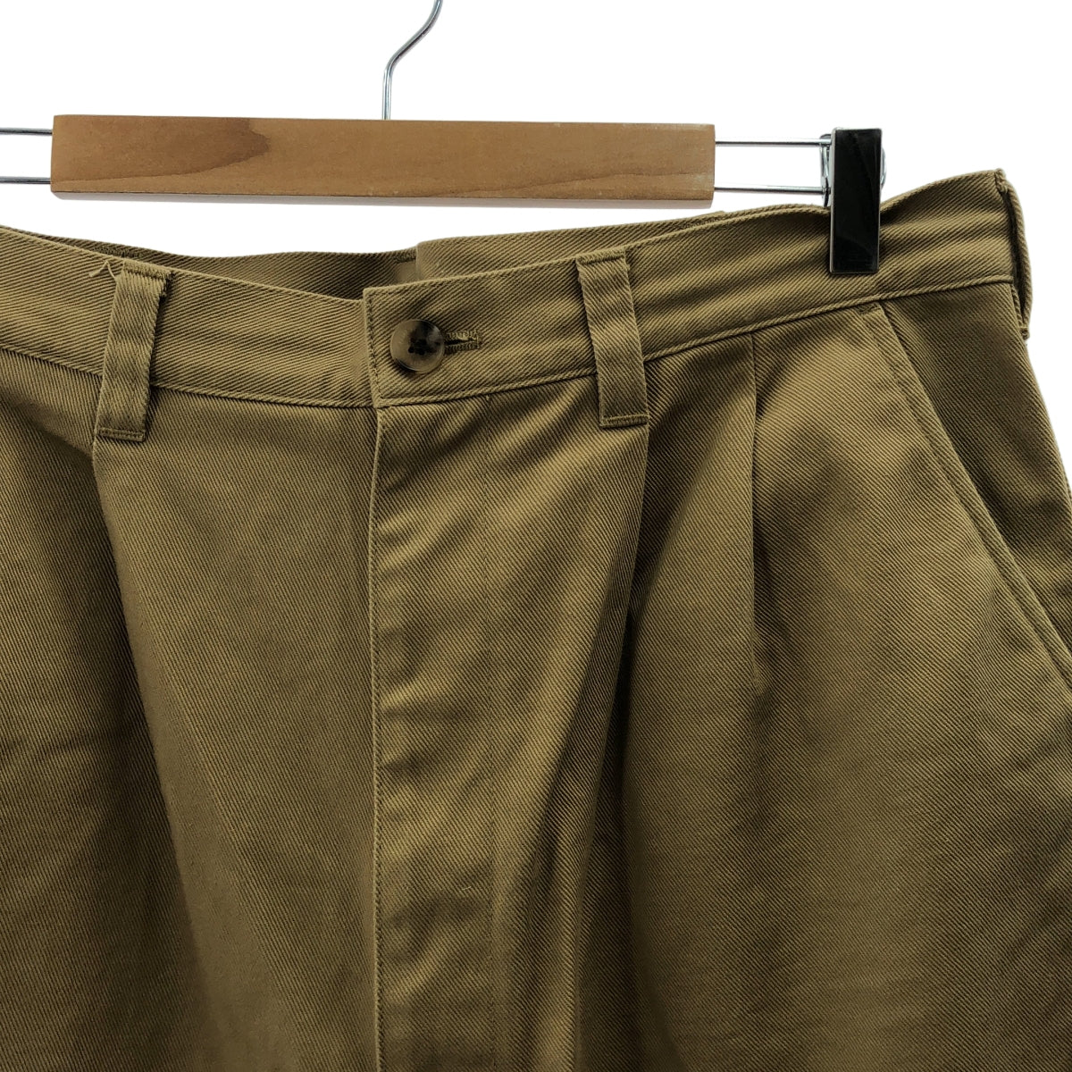 COMME des GARÇONS HOMME | 2022 秋冬 | 抽繩雙褶斜紋棉質闊腿褲 | M碼 | 米色 | 男款