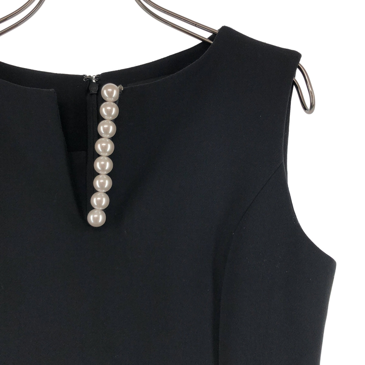 YOKO CHAN / ヨーコチャン | パール 装飾 バックジップ ドレス ワンピース / 総裏地 | 38 | レディース