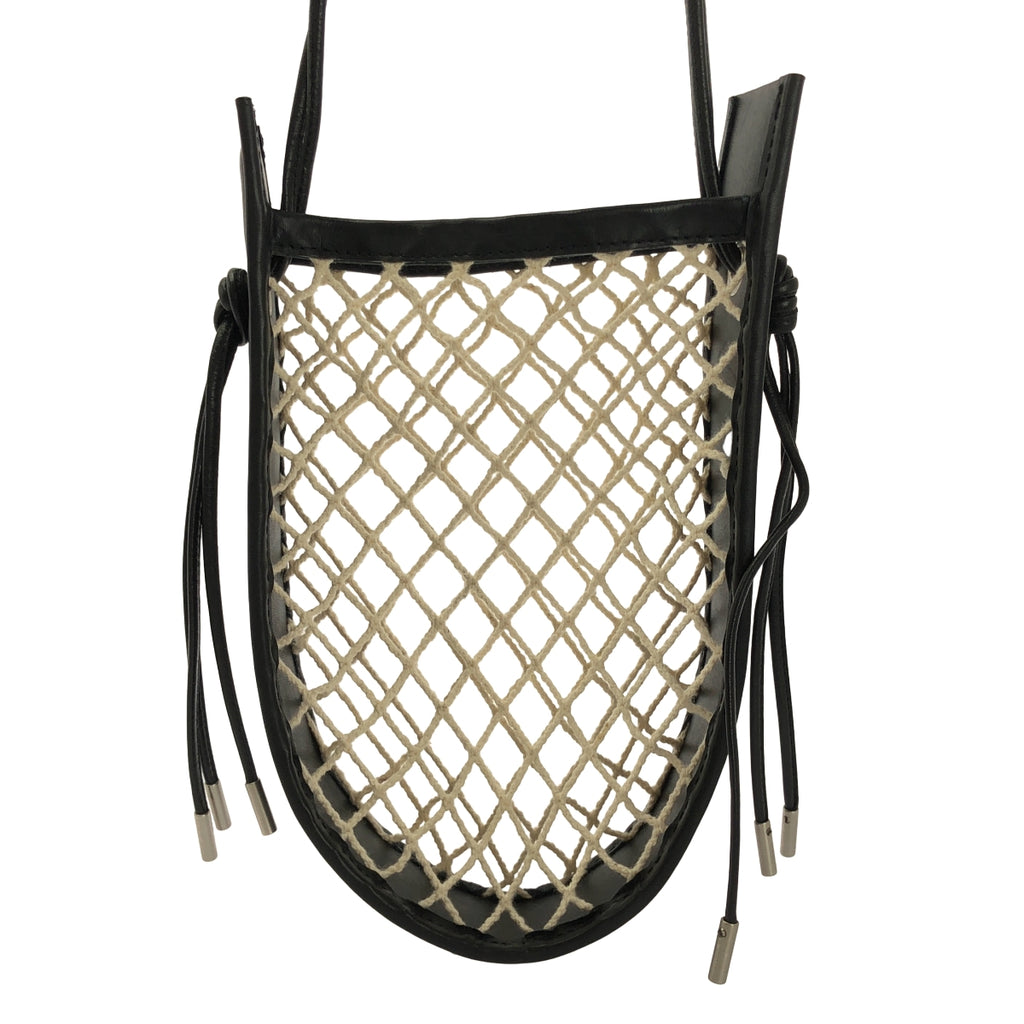 【成色極佳】IHNN | ID-BAG01 / 三肩帶瑪麗包 / 皮革網布手提包 | 黑色/米色 | 女士