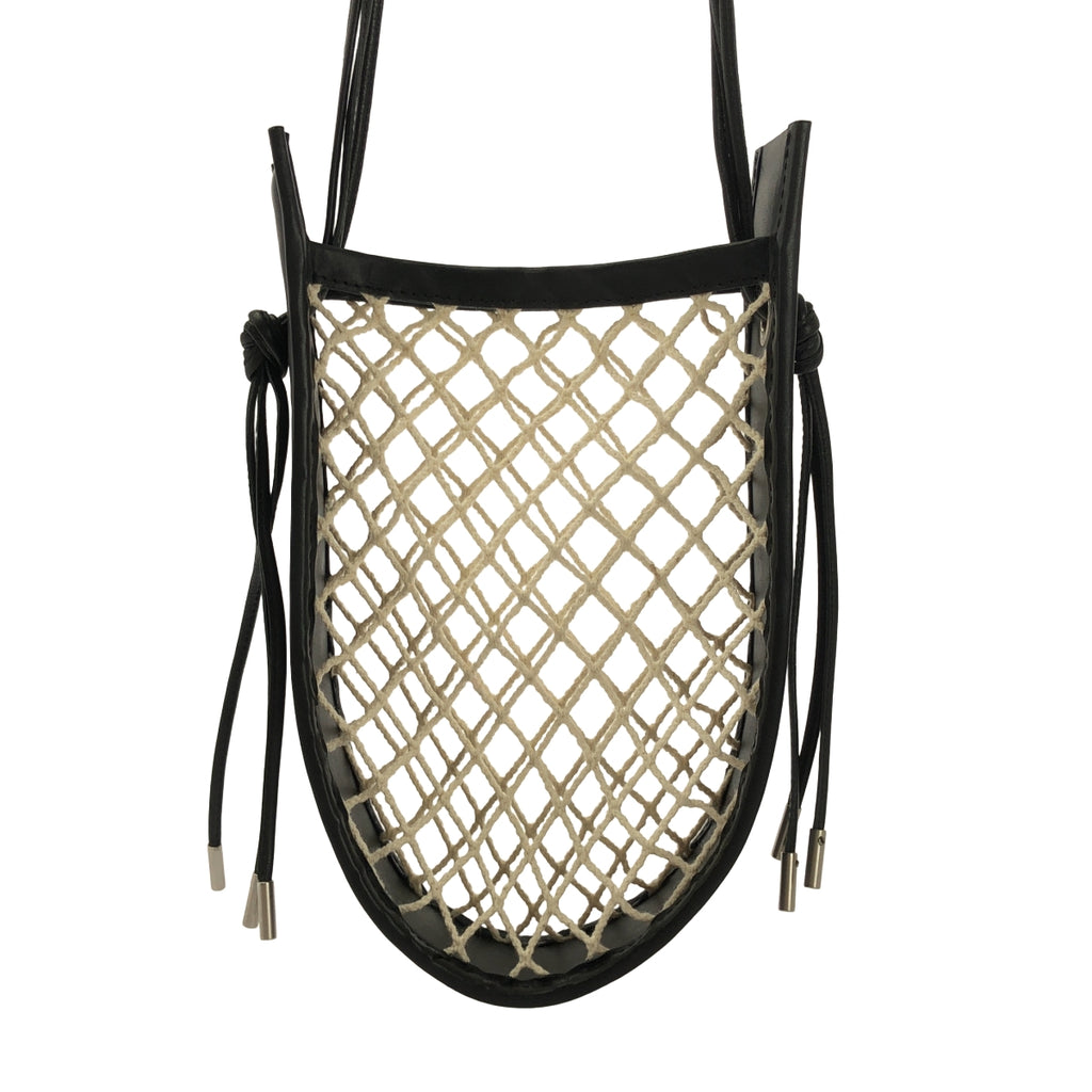 【成色極佳】IHNN | ID-BAG01 / 三肩帶瑪麗包 / 皮革網布手提包 | 黑色/米色 | 女士