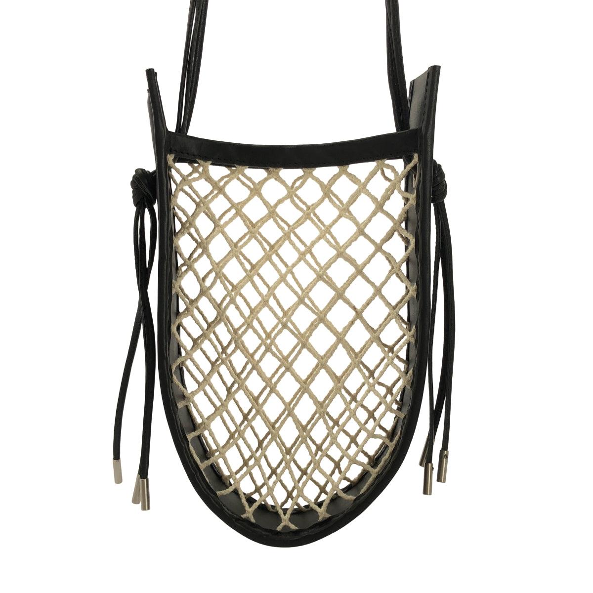 【미품】 IHNN / 인 | ID-BAG01 / 3 STRAP MARI BAG / 가죽 전환 메쉬 핸드백 | 블랙 / 베이지 | 여성