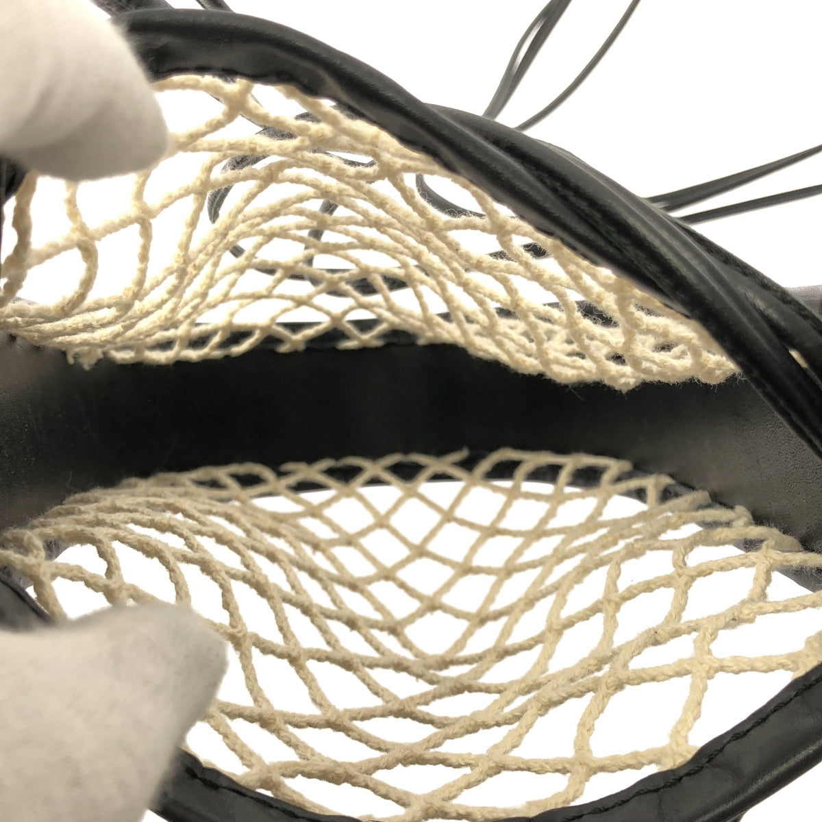 【미품】 IHNN / 인 | ID-BAG01 / 3 STRAP MARI BAG / 가죽 전환 메쉬 핸드백 | 블랙 / 베이지 | 여성