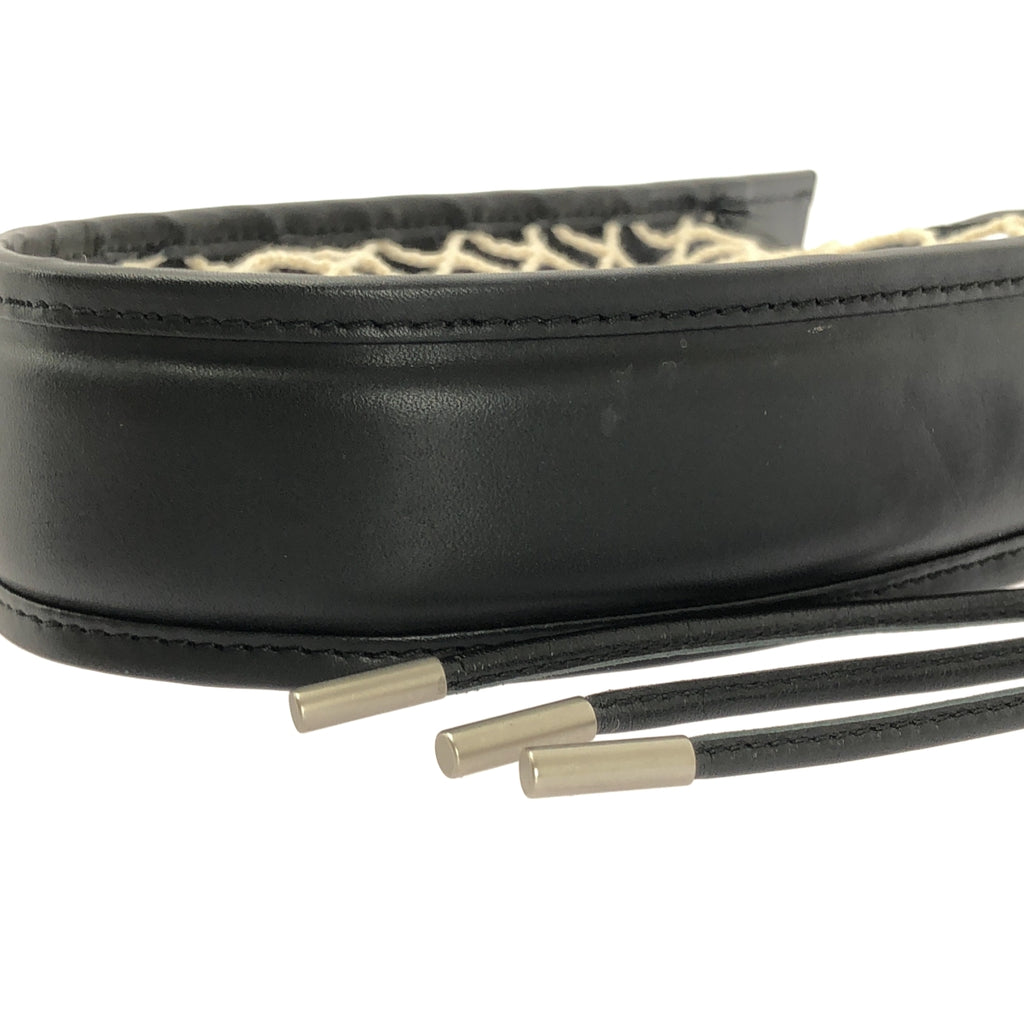 【成色極佳】IHNN | ID-BAG01 / 三肩帶瑪麗包 / 皮革網布手提包 | 黑色/米色 | 女士