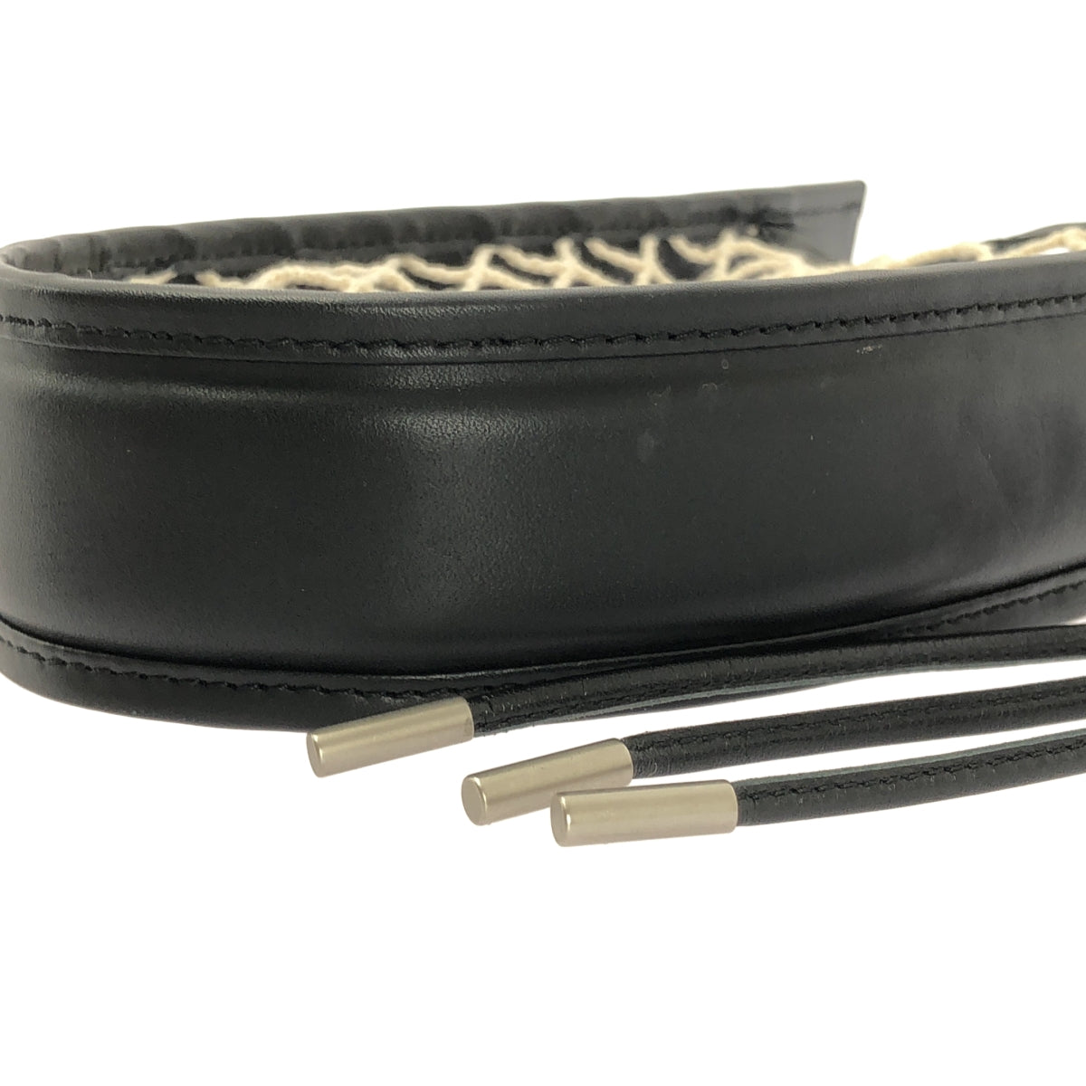 【成色極佳】IHNN | ID-BAG01 / 三肩帶瑪麗包 / 皮革網布手提包 | 黑色/米色 | 女士