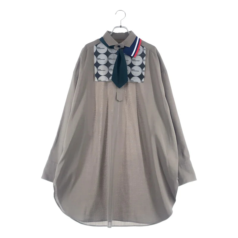 kolor / カラー | 2022SS | ロゴ付け襟・ネクタイドッキング プルオーバー ロングシャツ | 2 | レディース