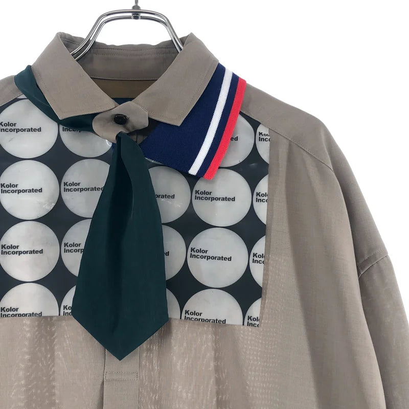 kolor / カラー | 2022SS | ロゴ付け襟・ネクタイドッキング プルオーバー ロングシャツ | 2 | レディース