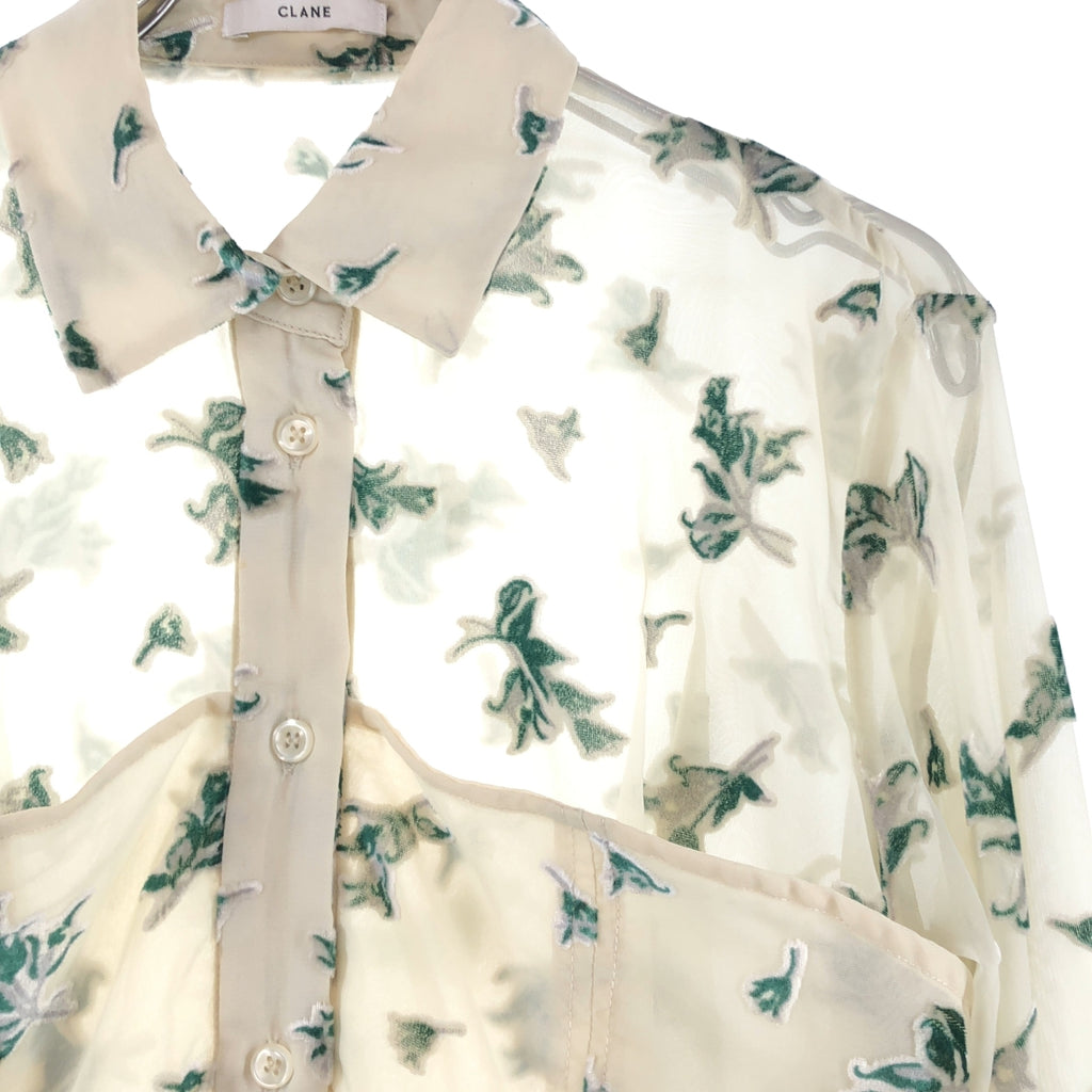 CLANE / クラネ | FLOWER OPAL BUSTIER SHIRTS フラワー シャツ | 1 | レディース